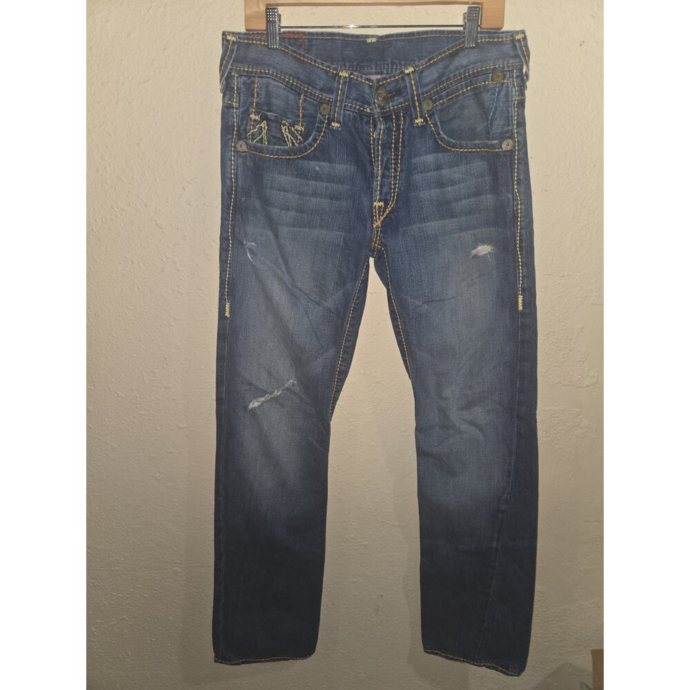 TRUE RELIGION Women's Nathan Giant Big T Jeans, Blue, Size 31